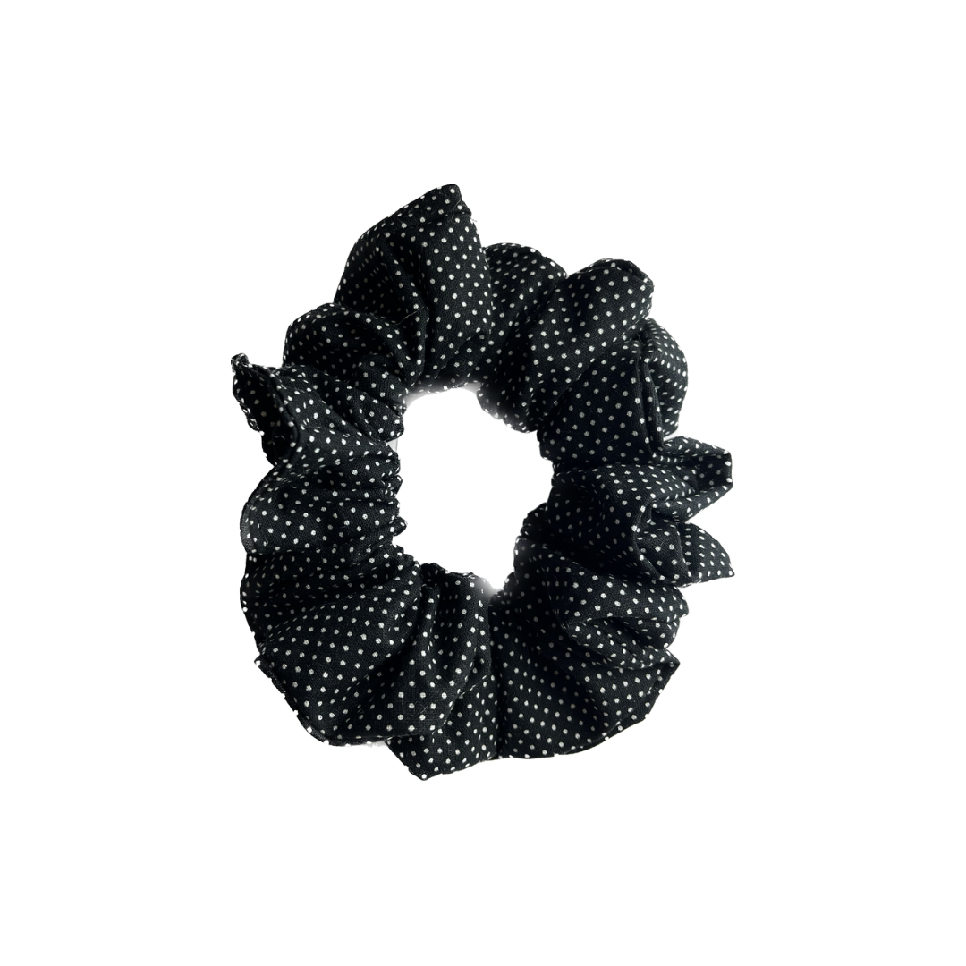 Black Polka Dot Scrunchie