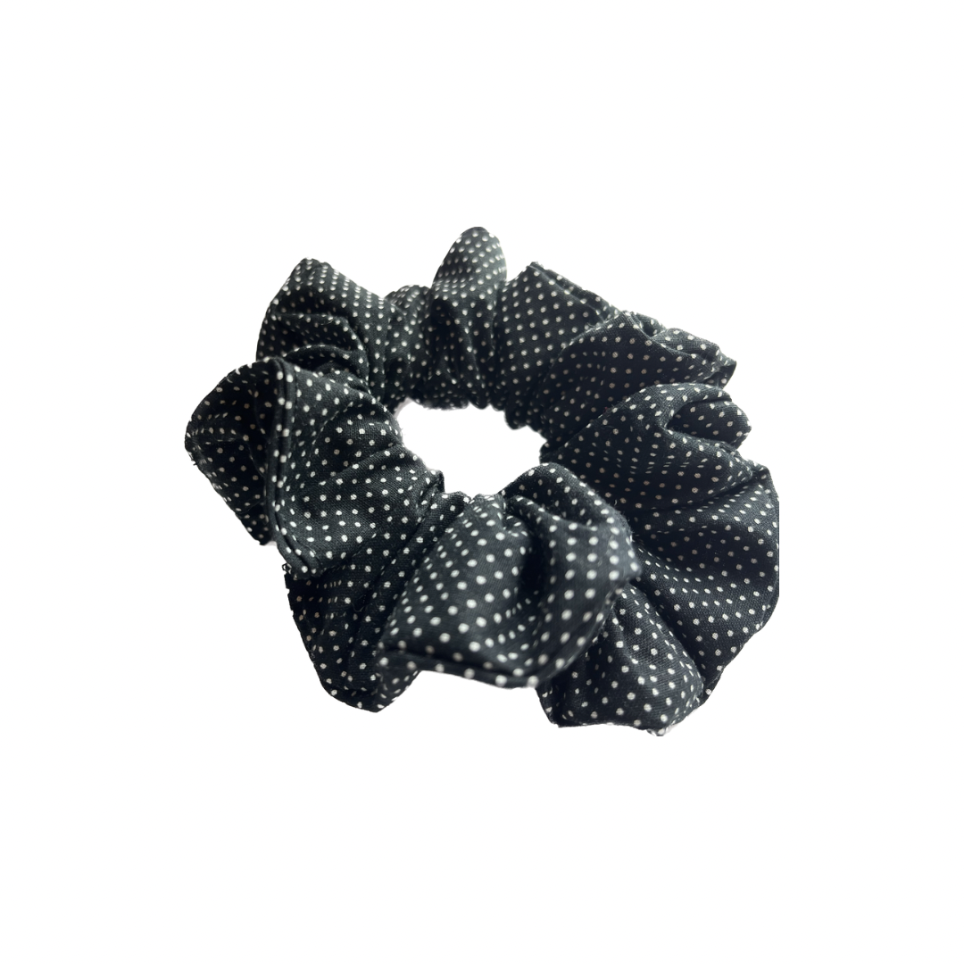 Black Polka Dot Scrunchie