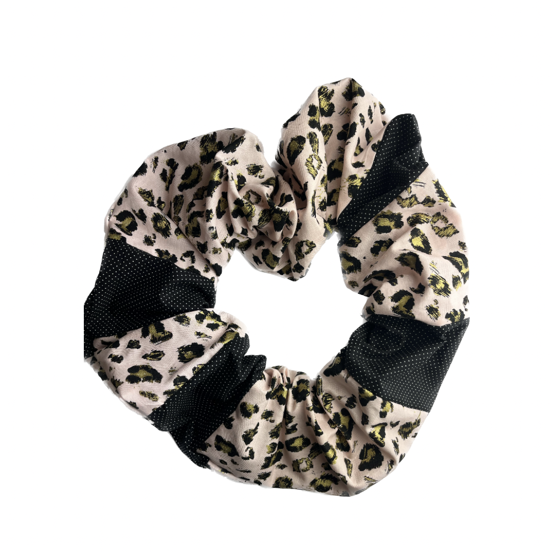 Black Polka Dot, and Cheetah Print Neck Scrunchie