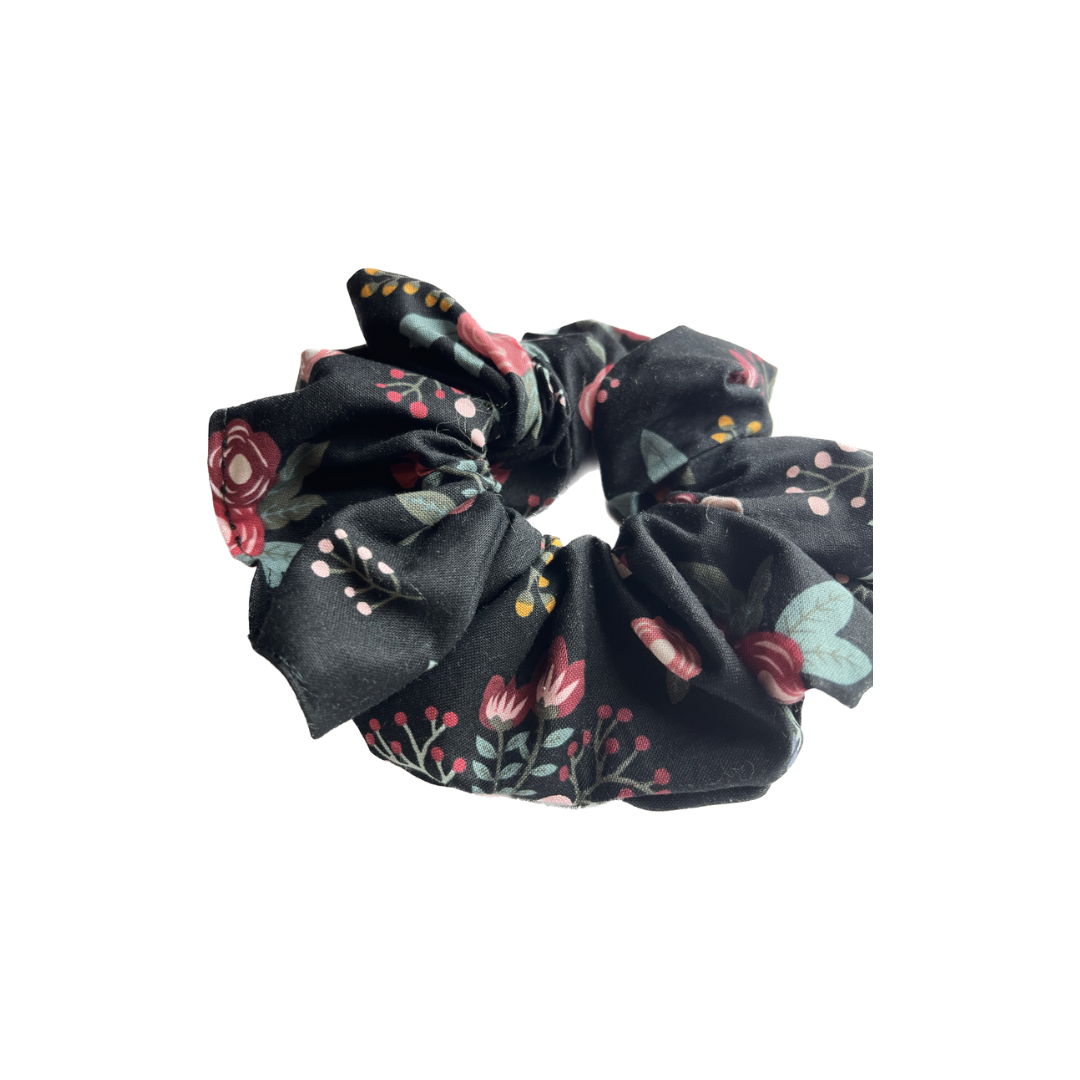 Black Floral Scrunchie