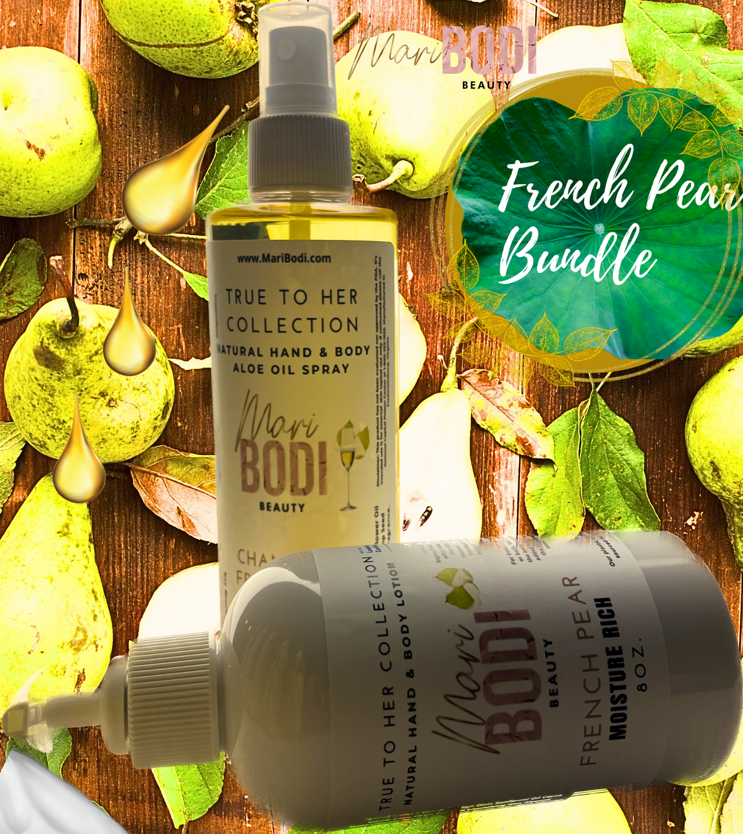 Champagne French Pear Aloe Oil 8 Oz.