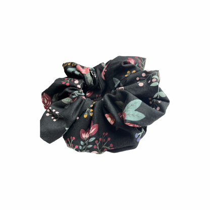 Black Floral Scrunchie