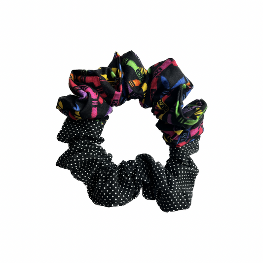 Crayon with Black Polka Dot Scrunchie