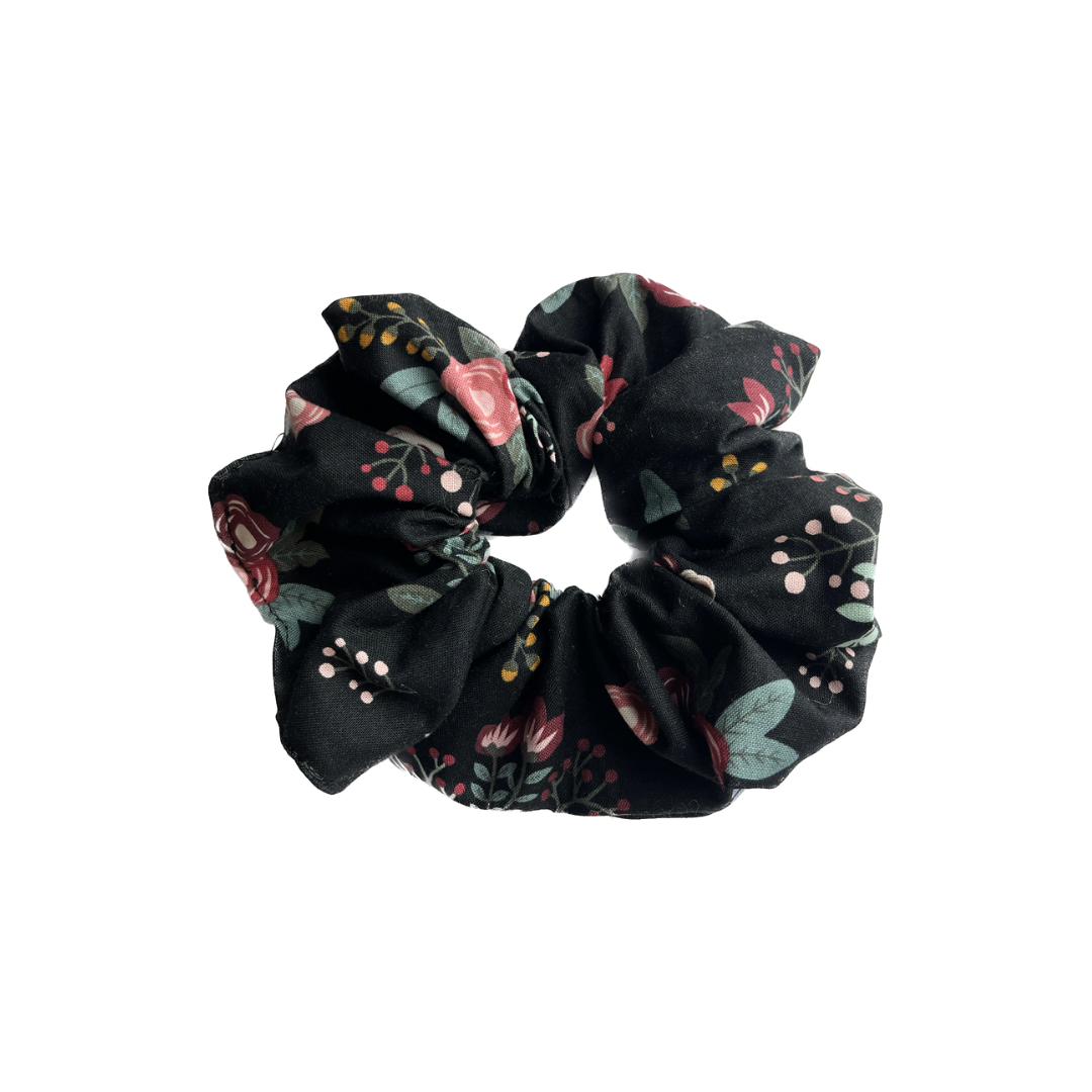 Black Floral Scrunchie